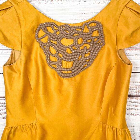 Tibi Silk Brocade Embellished Yellow Sheath Dress, EUC, Size 6, MSRP $495 - Picture 2 of 14